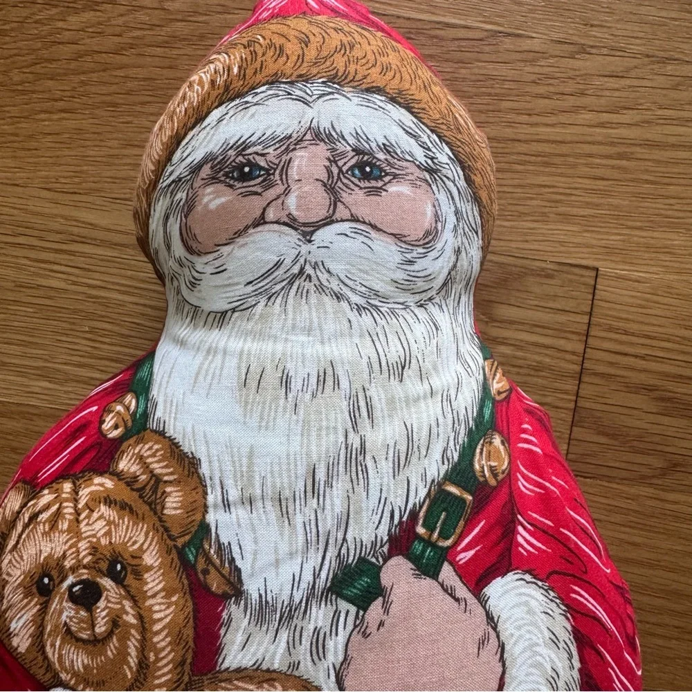 Vintage Stuffed Fabric Santa Father Christmas St Nicholas Old Fashioned pillow
